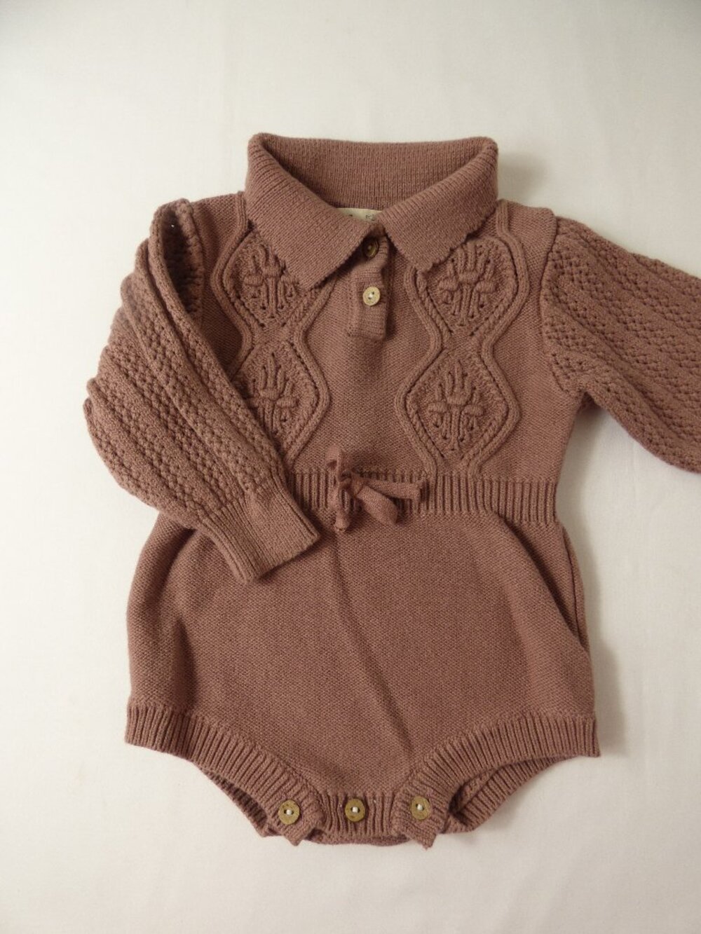 Sam & Louloute Baby Girls Leonie Long Sleeve Knit Romper, Size 6 Months